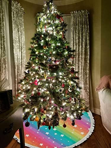 Xollar 48 אינץ 'גדול חצאית חג המולד חצאית מחצלת כוכב קשת, קישוטים לעץ חג המולד לחופשת מסיבת חורף השנה