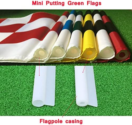 5 יח 'דגל גולף מכניס דגל דגל ירוק דגל גולף משובץ עם צינור מוכנס דגלי גולף מוצקים וניילון לשים ירוק 8 L x 4