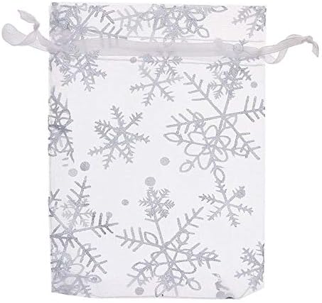 100 יח ' אריזה פתית שלג תכשיטי אריזה צייר חג המולד אורגנזה תיק מתנה לחתונה שקיות שקיות חבילה )