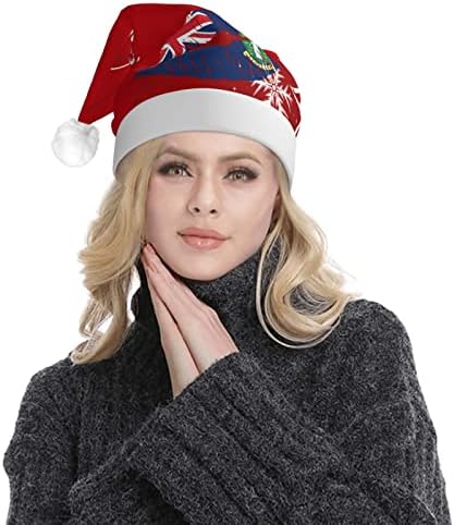 איי הבתולה הבריטיים דגל שפות מצחיק מבוגרים קטיפה סנטה כובע אור עד חג המולד כובע לנשים & מגבר; גברים חג המולד
