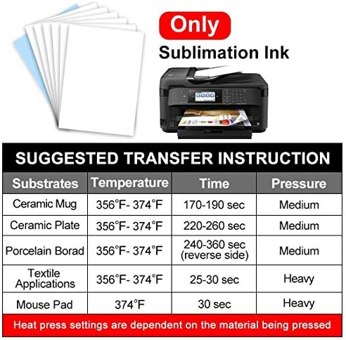 מדפסות ג 'ק סובלימציה נייר 100 גיליונות 11 איקס17 ו 13 איקס19