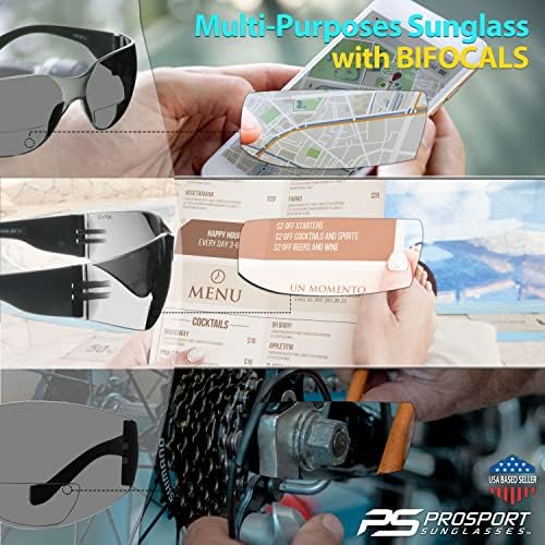 פרוספורט בטיחות מדורגת משקפי שמש דו -פוקלים משקפי שמש ANSI Z87 משקל קל משקל חיצוני חיצוני מקורה