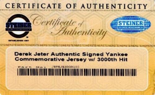 דרק ג'טר 3000 מכה 7-9-2011 חתום חתום על ניו יורק ינקי ג'רזי שטיינר-חתימה על גופיות MLB