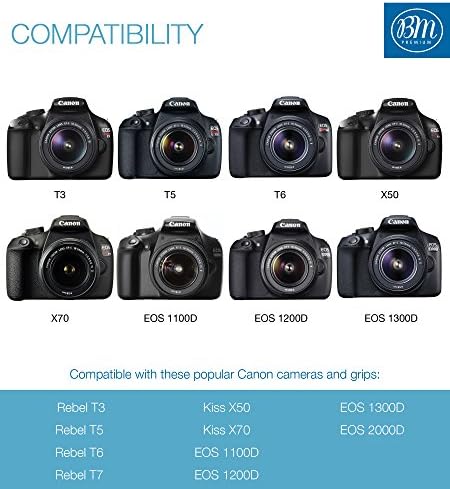 BM Premium LP-E10 מטען סוללות עבור Canon EOS Rebel T3, T5, T6, T7, Kiss X50, Kiss X70, EOS 1100D, EOS