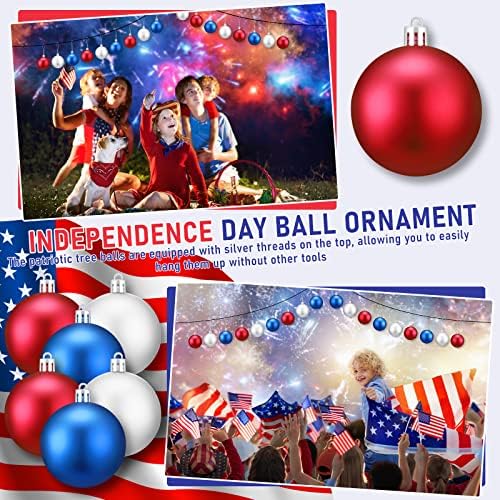 24 PCS יום עצמאות כדור תליה כדור 2.36 אינץ '4 ביולי קישוט הכדור הפטריוטי קישוט יום הזיכרון לקישוט דגל אמריקאי
