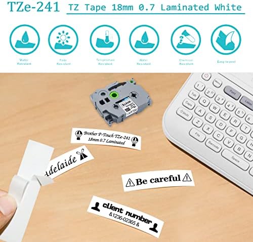 קלטת Tze TZ 18 ממ 0.7 החלפה לבנה למינציה לאח P Touch Tze-241 Tze241 18 ממ תווית קלטת קלטת יצרנית