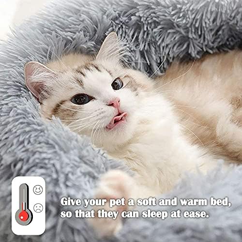 מיטת סופגנייה של חתול כלב מרגיע - 23.6 מיטות כלבים רכות רחיפות, מיטות חתולים חמודות עגולות