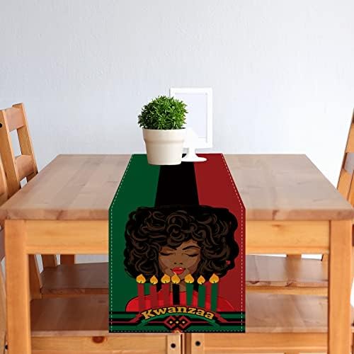 פשתן קוואנזה שולחן רץ קוואנזא מפה שולחן אפרו-אמריקני פסטיבל המורשת של קישוטי קוואנזה ואספקה ​​לשולחן