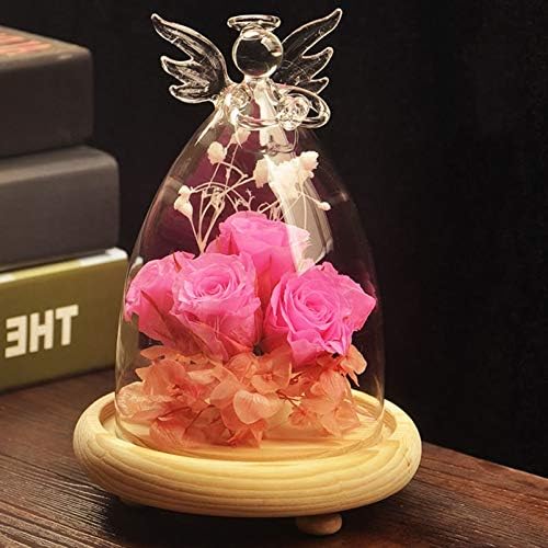 זכוכית כיפת עם עץ בסיס מלאך בצורת פרח זכוכית תצוגת מיני עוגת כיסוי קלוש כיפת ברור מזון כיסוי מכסה