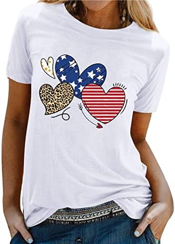 פעיל רופף חולצות נשים נשים נמר חמניות חולצה לב אהבה מודפס למעלה חולצה קצר שרוולים מוצק חולצה