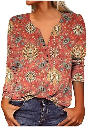 חולצות פרחוניות של Zefotim לנשים 2023 אופנה קז'ואל קצר/שרוול ארוך V צוואר חולצות חוף הוואי