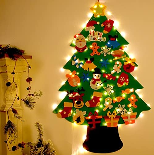 3.8 רגל קיר לבד תלויים עצי חג מולד מוגדרים עם 50 אורות LED עץ חג המולד קישוטי חג המולד