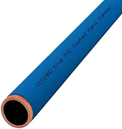 צינור נחושת קשיח מצופה Visiaro Blue PVC, 1MTR, DIA חיצוני 3/4 אינץ ', עובי קיר 10 SWG, ציפוי PVC 1.5