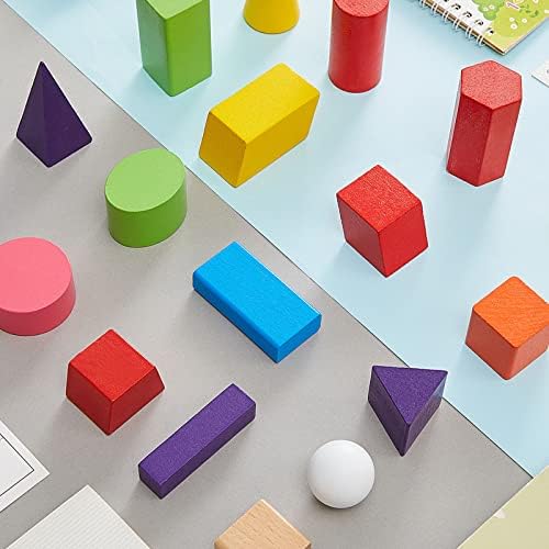 18 יחידות 3 צורות מוצקים גיאומטריים עץ גודל גדול צבעוני גיאומטרי צורות בלוקים סט מונטסורי למידה צעצועים בשלל