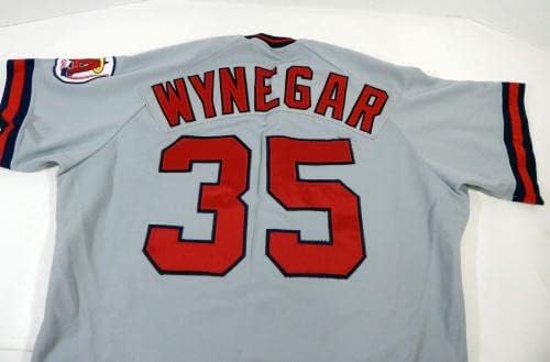 1988 Angels California Butch Wynegar 35 משחק השתמש בג'רזי גריי 44 DP14445 - משחק השתמשו ב- MLB גופיות