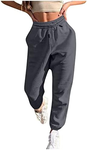 מכנסי טרנינג נשים מכנסיים סתיו עם מותניים גבוהים רצים תחתונים עם כיסים מכנסיים אתלטים כותנה כותנה