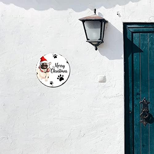 איש שלג לחג המולד שלט כלב בכובע עגול מתכת פח שלט קיר קיר לחג המולד מקורה שלט מתכת מרופט לסלון דלת