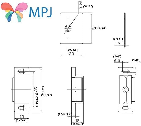 חומרת תריס MPJ 50631-R 15LB תפיסה מגנטית יחידה חבילה קמעונאית לבנה/אבץ