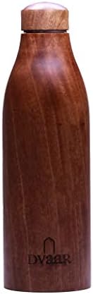 בקבוק נחושת מעץ DVAAR מודרני בקבוק מים ידידותי לסביבה טבעי עץ שחור שחור חיצוני 500 מל מתנה ביתית כושר