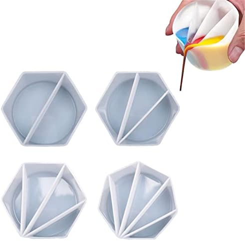 Sainspeed Silicone כוסות מדידה לשרף, 4 חתיכות כוס מפוצלת לשימוש חוזר לשפיכת כלי צביעה DIY אביזרי