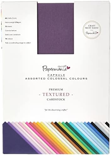 Docrafts Papermania Premium Premium Solid Cardstock Pack A5, Multicice, 75 חבילה