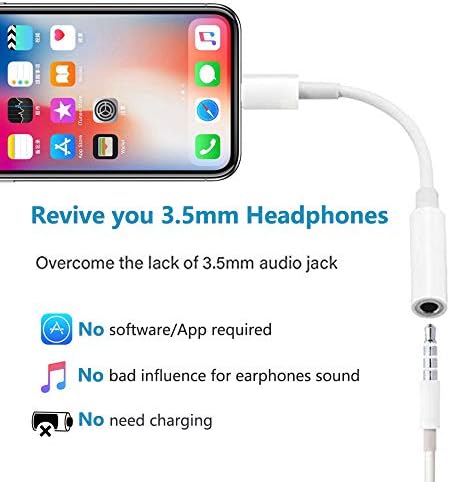 מתאם iPhone ， 3 חבילות Apple Lightning עד 3.5 ממ ג'ק אוקס אביזרי שמע אוזניות אוזניות מתאם מתאם תואם למוזיקה