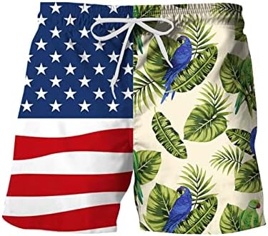 מגברים מהיר יבש רזה מתאים מכנסיים שחייה קצרים בתוספת בגדי חוף גודל חוף מותניים אלסטיים רכים דגל אמריקאי דגל