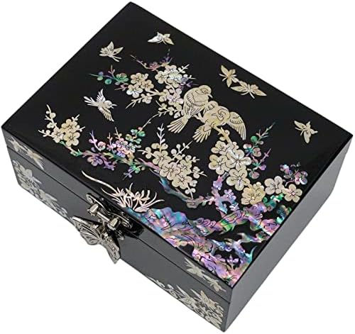 פברואר Mountain Meath of Pearl Butterfly Apperizer Box עם מכסה מראה - מתנות לאשת הנשים שלה אמא ​​ילדה
