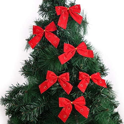 ABAODAM 30 PCS כוכב עץ חג המולד עץ קשת קישוט קישוט יצירתי פריסה מקורה, אדום נהג לחגוג חג שמח