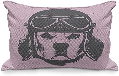 Ambesonne Beagle Cillow Cillowsover, דיוקן בעלי חיים מבולבלים של כלב אופנוען טייס לובש כובע רטרו