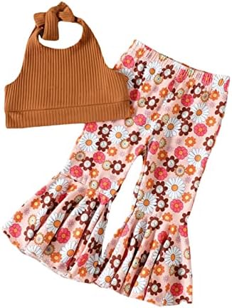 בגדי נערת קיץ קובעים קאמוסולס+מכנסיים תלבושות לילדים תלבושות פעמון מכנסי התלקחות צלע גולת גולת תינוקת