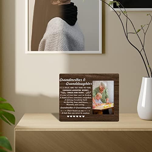 סבתות ונכדות מסגרת תמונה מעץ מסגרת צילום עץ כפרי לתצוגת שולחן או קיר, ננה סבתא נכדה מתנה