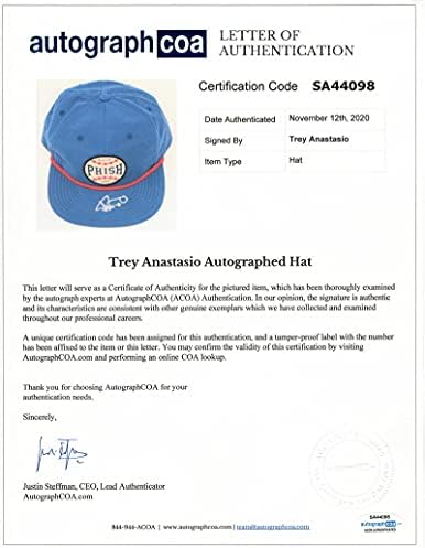 טריי אנסטסיו חתום על כובע בייסבול חתימה - פיש 2019 בוסטון, כחול, ACOA
