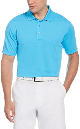 גברים של חולצת פולו גולף שרוול קצר רשת מוצקה
