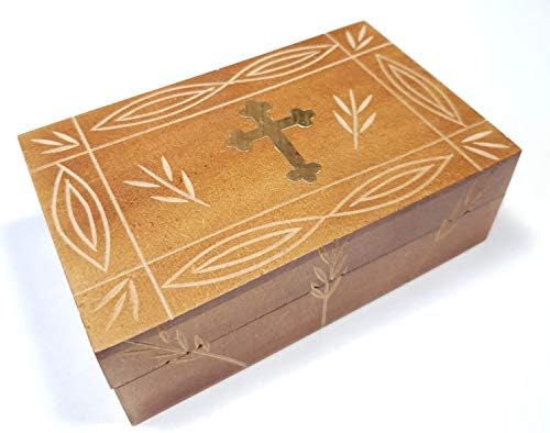 הגדר 2 x תיבת אחסון מגולפת עץ נוצרי בעבודת יד קופסת אחסון מגולפת עץ / 355