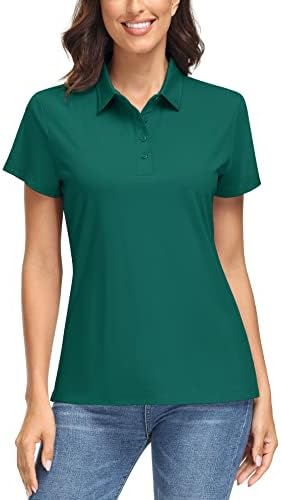 חולצות פולו לנשים טאקוואסן חולצות שרוול קצר UPF 50+ הגנת שמש חולצות פולו גולף לנשים בכושר יבש חולצה צווארון