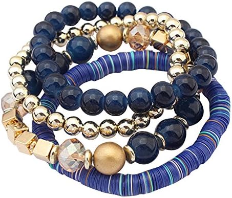 אודרול ליאנקסיאו-תכשיטים לנשים נשים 4 יחידות חרוזים צבעוניים צמיד צמידים בעבודת יד כחול מגניב