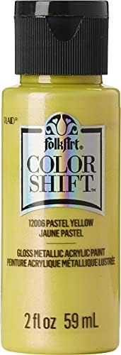 Folkart צבע משמרת אקריליק, פסטל צהוב 2 fl oz צבע גימור מתכתי פרימיום, מושלם ליישום אמנויות ומלאכות