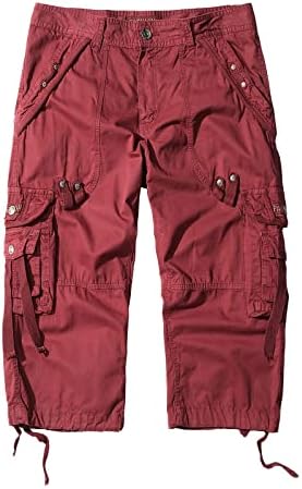 מכנסי מטען לגברים של Ozmmyan מכנסיים קצרים טקטיים מרובי כיס מכנסיים אתלטים יבש מהיר למכנסי טיולים חיצוניים דיג