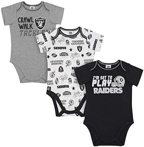 NFL Baby Boys 3 חבילה בגד גוף שרוול קצר