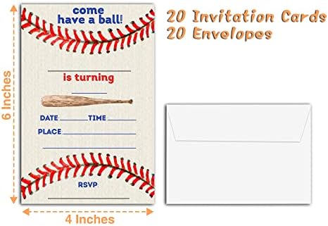 הזמנות למסיבת יום הולדת בייסבול של YQV, מסיבת יום הולדת בסגנון מילוי 20 ספירות מזמינה עם מעטפות hbyqk-b18