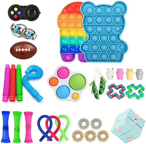 Tiqanon 30 PCS צעצועים חושיים מערך, מקל על חבילת קשישים של לחץ וחרדה, צעצועים לא רעילים לילדים, צעצועים, קוביית