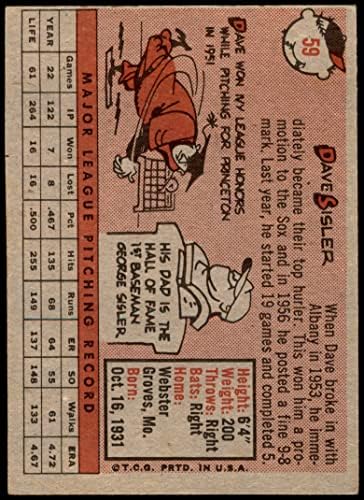 1958 Topps 59 דייב סיסלר בוסטון רד סוקס VG/EX Red Sox
