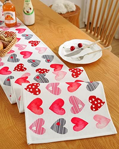 עיצוב יום האהבה ולנטיין יום שולחן שולחן אורך 72 סנטימטרים עם רץ שולחן לב ורוד אדום ליום הולדת, יום נישואין,
