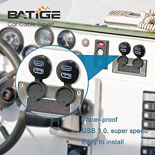 BATIGE 2 יציאות כפולות USB 3.0 זכר ל- USB 3.0 נקבה AUX סומק הרכבה הרכבה כבל הרחבה למשאית רכב לוח מחוונים