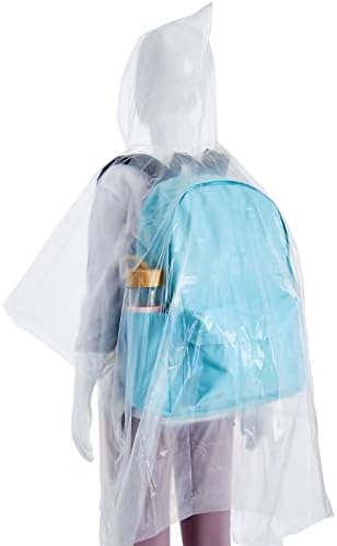 כחול פנדה 20 חבילה פונצ'ו גשם חד פעמי לילדים, מעילי גשם פלסטיק ברורים לחירום, בנות, בנים