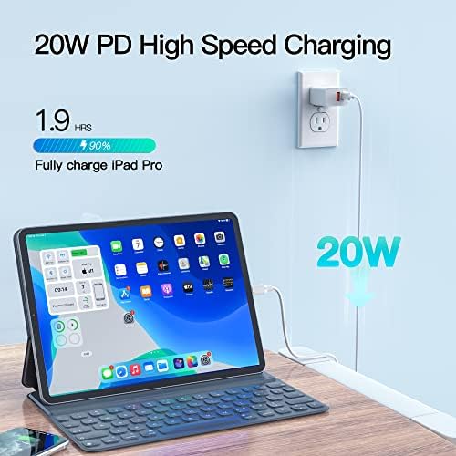 מטען מהיר של 20W USB-C עבור iPad Pro 11 אינץ '2022 טאבלט A2759 A2435 A2761 A2762 עם 2 יציאות טעינה
