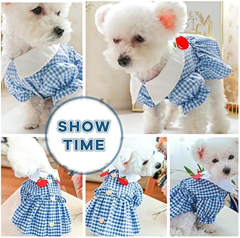 שמלת משובצת כלבים של Baejmjk לכלבים קטנים כלבים חתול ילדה אביב קיץ קיץ חמוד שמלת נסיכה חמוד בגדי