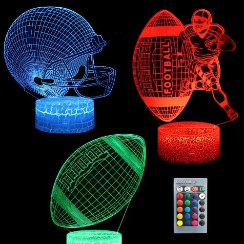 כדורגל 3 ד לילה אור,3 דפוסים 3 ד הולוגרמה אשליה מנורה עם 16 צבעים שינוי שלט רחוק מגע שולחן כדורגל מנורת