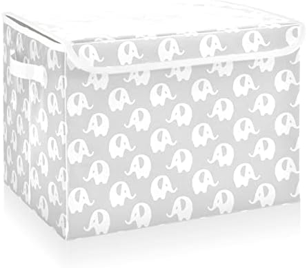 קטאקו פילים חמודים פחי אחסון אפורים עם מכסים בד אחסון גדול סל קוביית קוביית מיכל עם קופסאות אחסון דקורטיביות